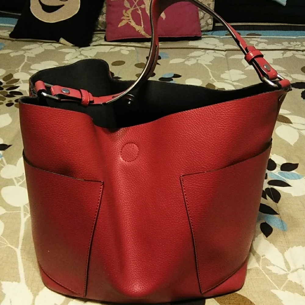None real leather Red Purse